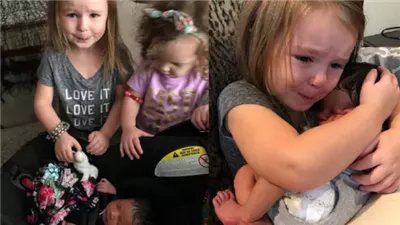 “I love everything about her little girl welcomes her newborn sibling with tender affection