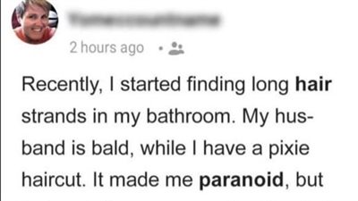 Mysterious Strands – Woman Discovers Long Hair in Bathroom Investigates Bald Husband and Her Pixie Cut