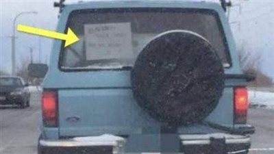 Frustrated Mom Gets Stuck Behind Slow Car, Takes Picture Of Sign On Their Window