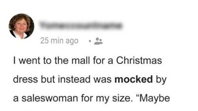 Sales Woman Humiliates Customer About Her Size, Then Meets Her at Boyfriend’s Home for Christmas