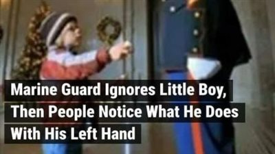 Marine Guard Ignores Little Boy, Then People Notice What He Does With His Left Hand
