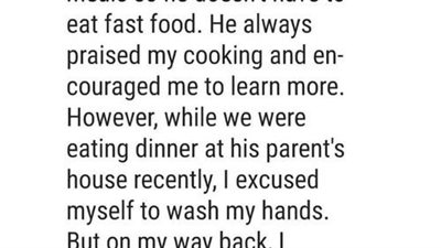 Heard My Husband Complain To His Parents About The Food I Cook