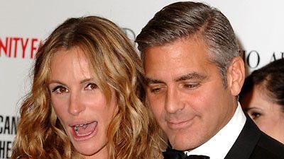 Julia Roberts wore a garment with the actor’s face all over it to an event honoring George Clooney.