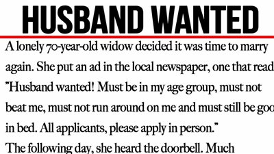 70-year-old widow posts newspaper advert looking for new husband, only for it to go viral